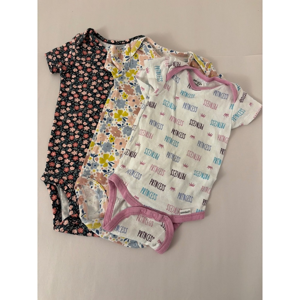 Child of Mine Tee Baby‎ Girl 6-9M Multicolor Excellent Lot of 3 Floral Bodysuit